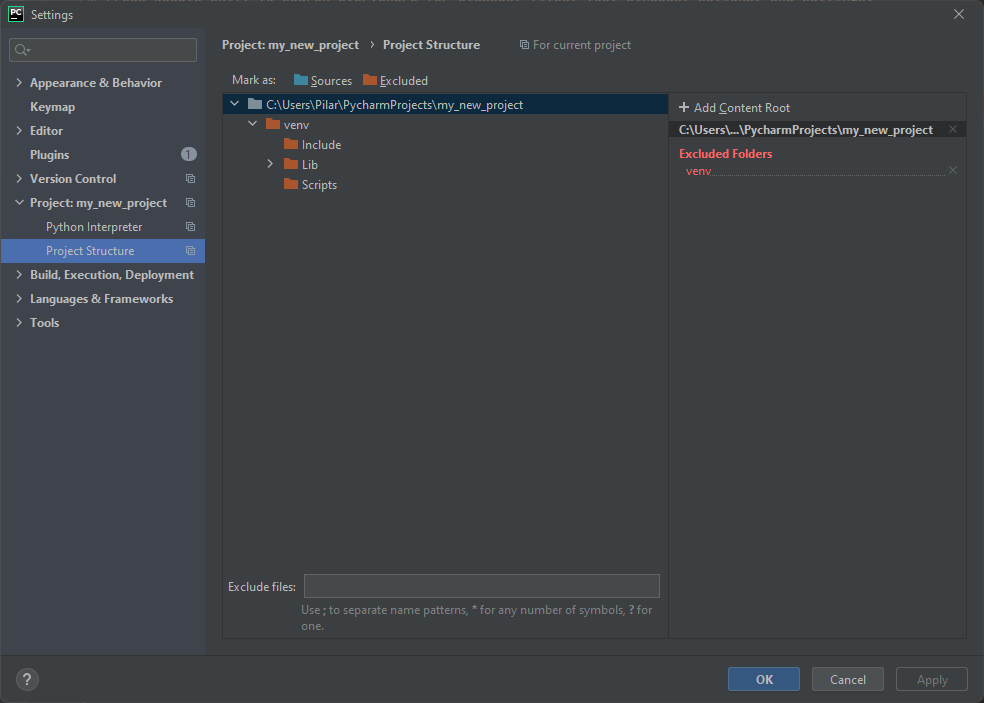 pycharm new project screen