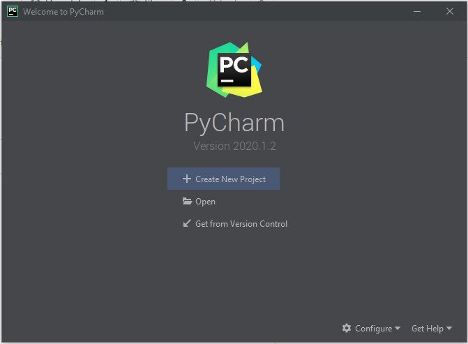 pycharm wellcome screen