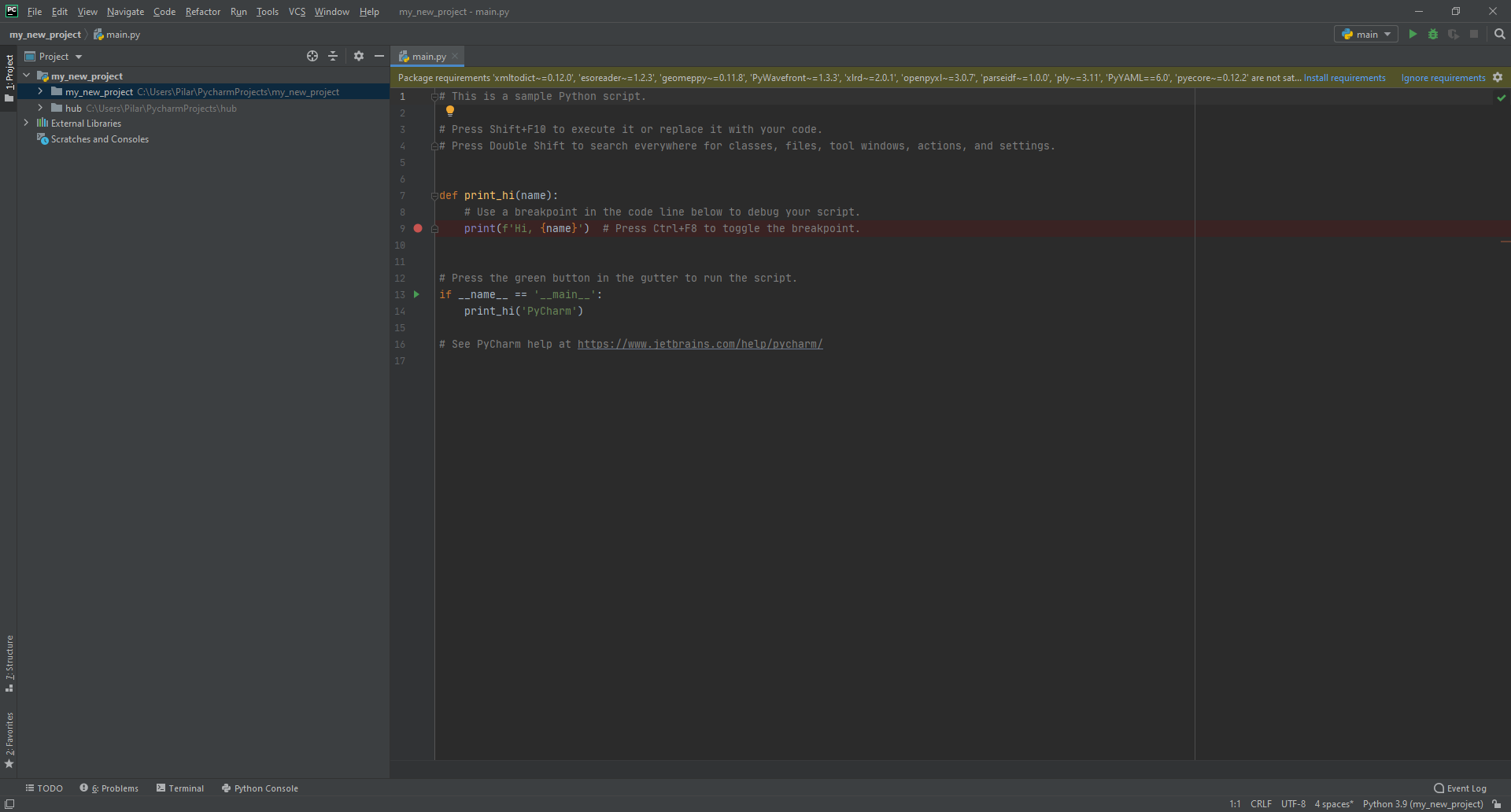 pycharm add dependencies