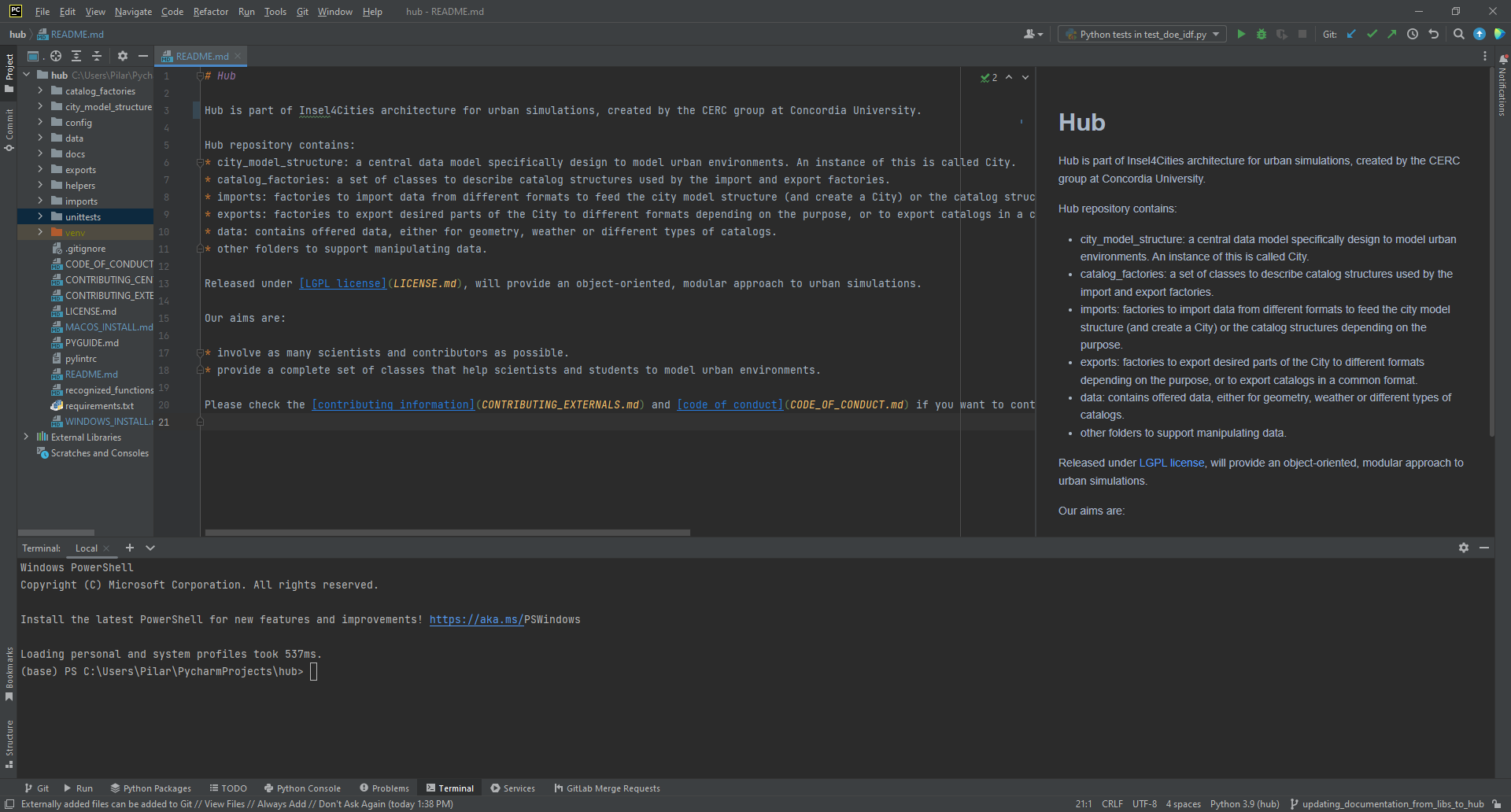 pycharm project screen